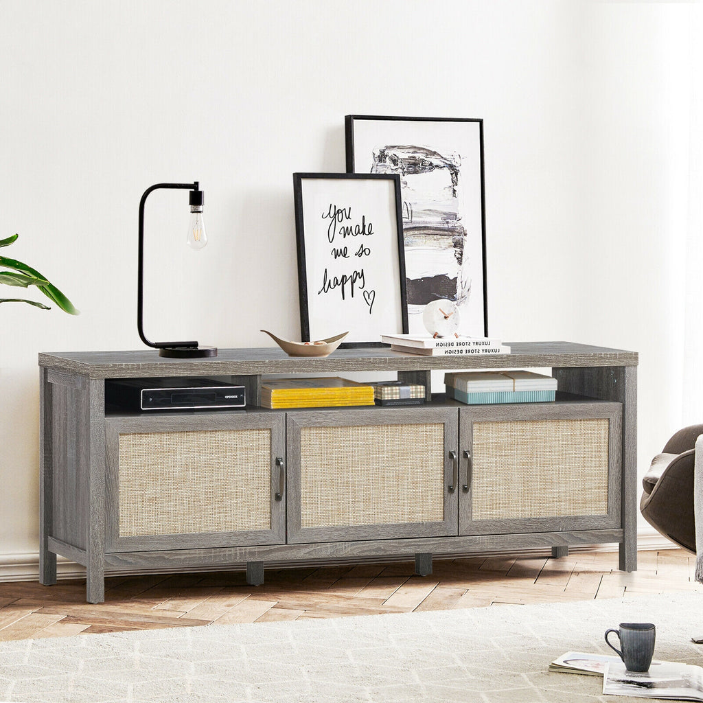TV Stand for 65 Inch TVs with Storage Cabinets - Gray