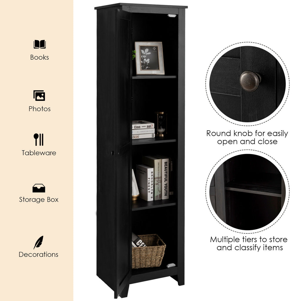 Tall Bathroom Storage Cabinet 4-Tier Black 72 Inch