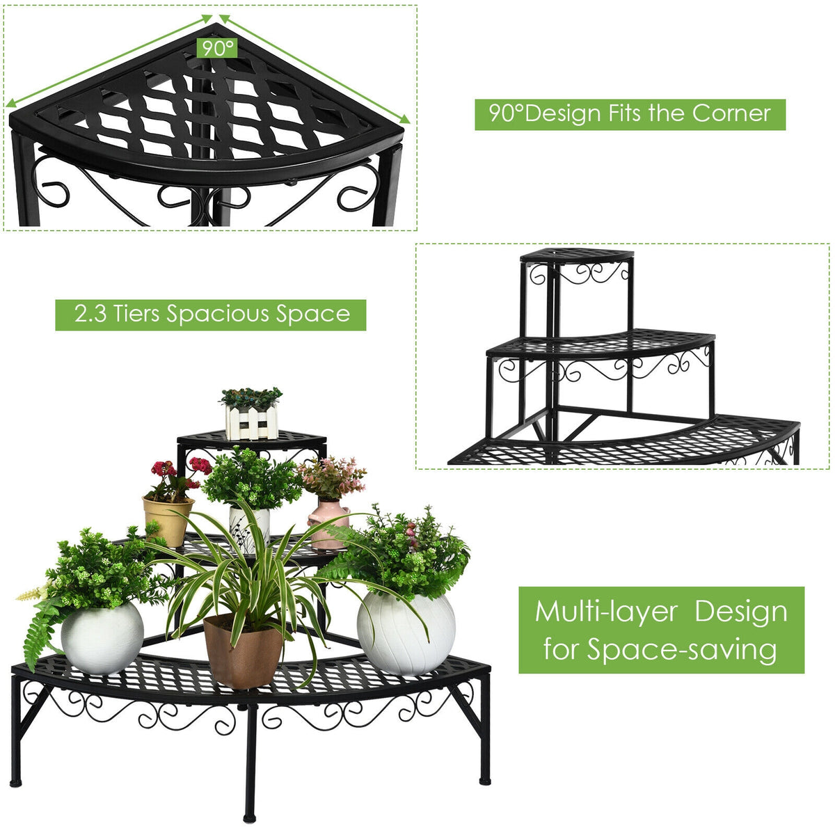 3 Tier Metal Corner Plant Display Rack
