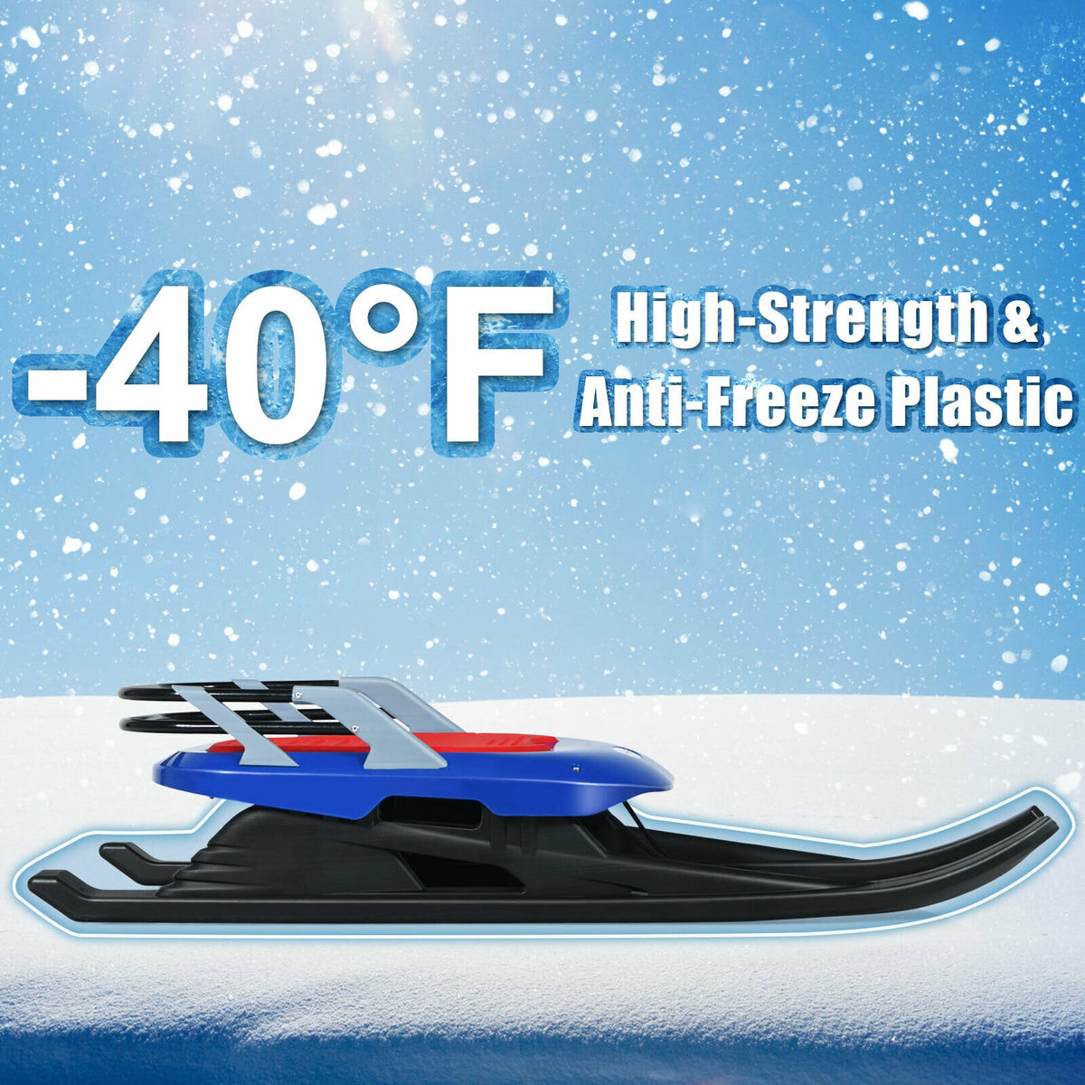 Kids' Folding Metal Snow Sled with Pull Rope and Leather Seat - Safe & Durable Winter Toy