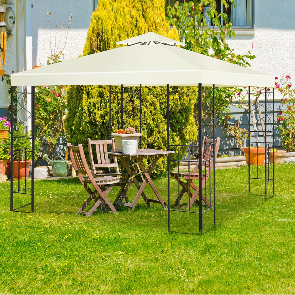 10x10 Patio Gazebo Canopy Tent - Double Roof 9ft Height