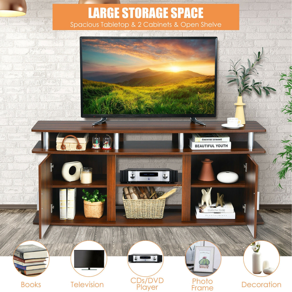 TV Entertainment Console for 70" TV - Fireplace Compatible, Walnut