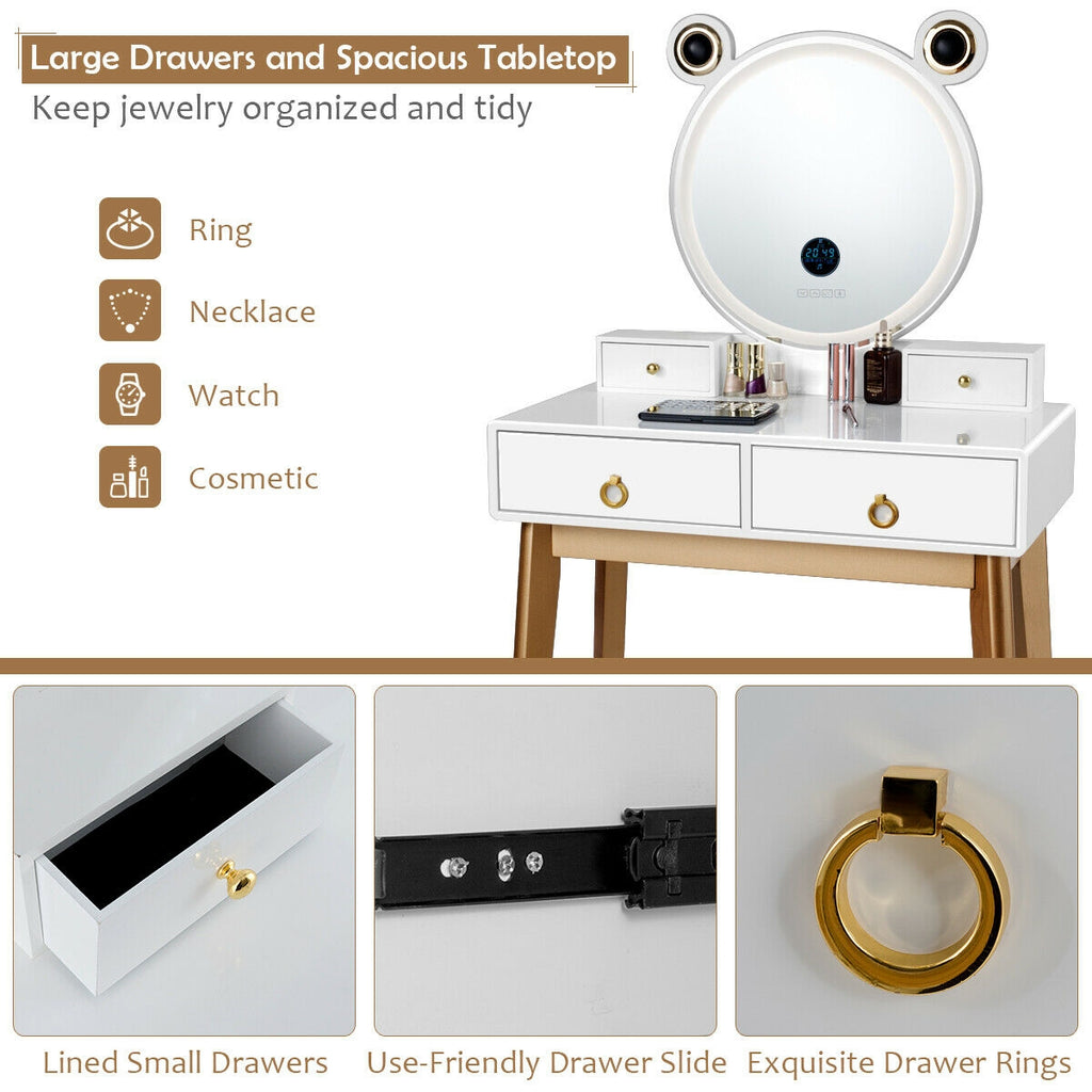 Lighted Vanity Set with Touch Screen Mirror and 4 Drawers
