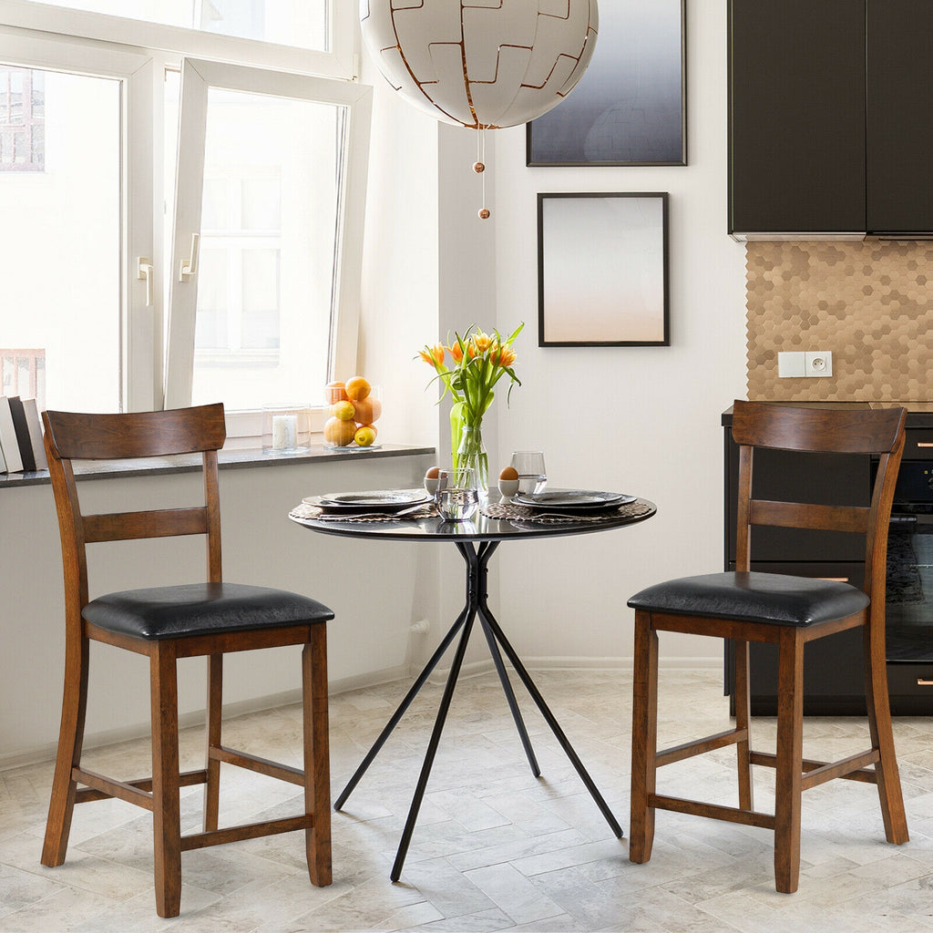 Counter Height Chair Set (2-Piece) with Leather Seat - Style 1
