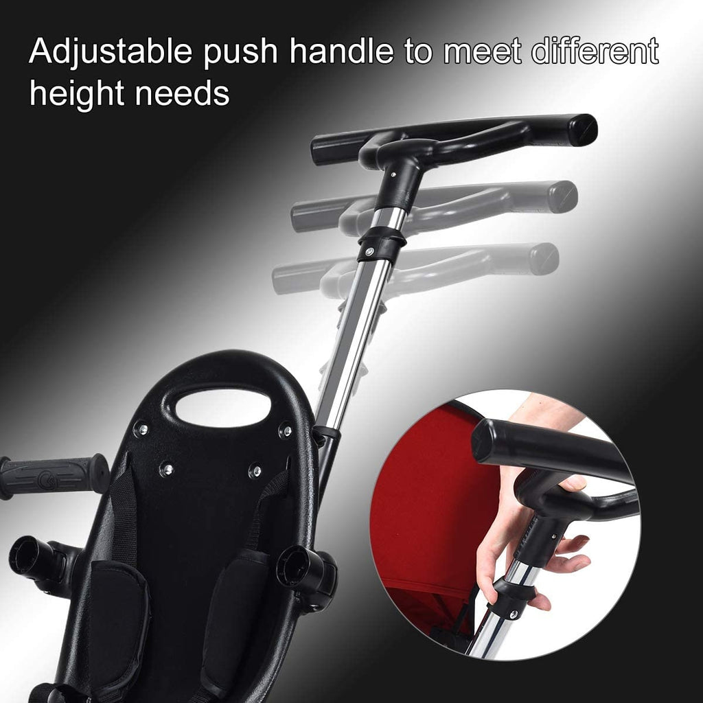 Kids Tricycle with Adjustable Push Handle - Red Safety & Comfort Features