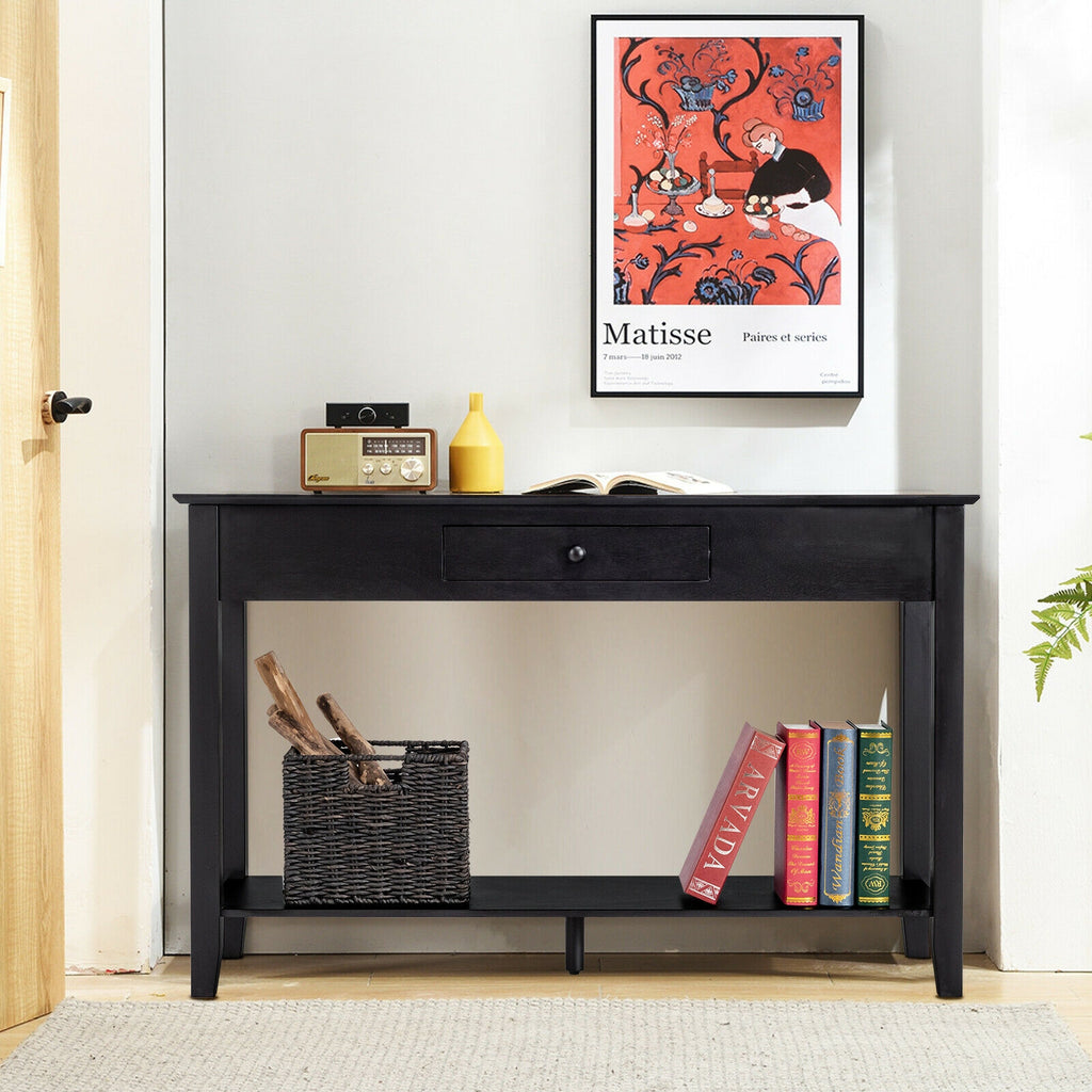 Console Sofa Table with Drawer Storage - Black