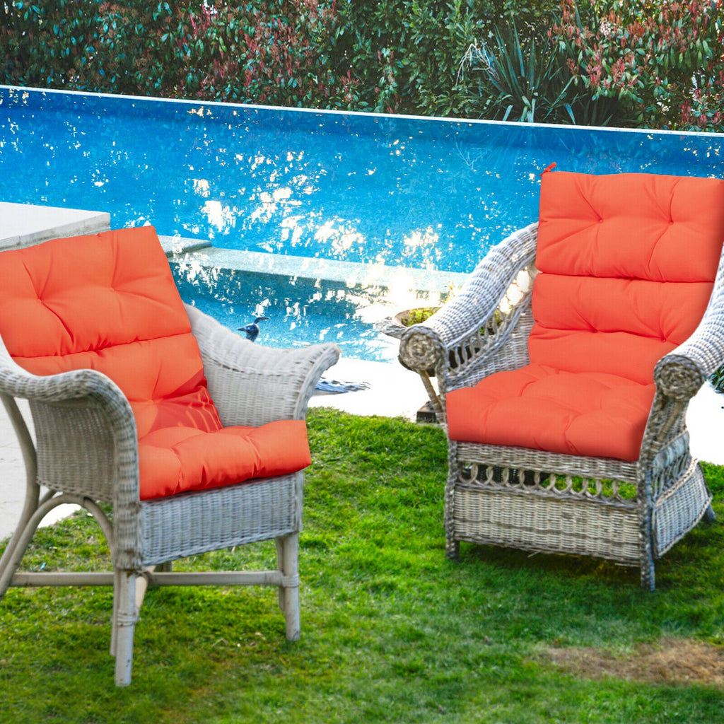 Tufted High Back Patio Chair Cushion - Orange