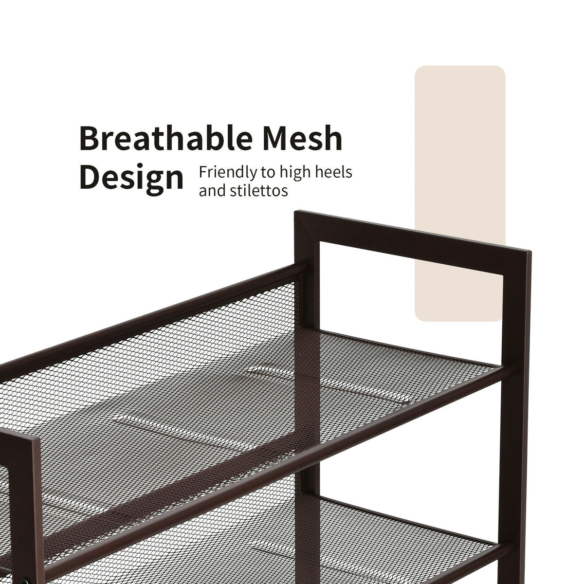 4-Tier Metal Shoe Rack with Flat & Angled Shelves