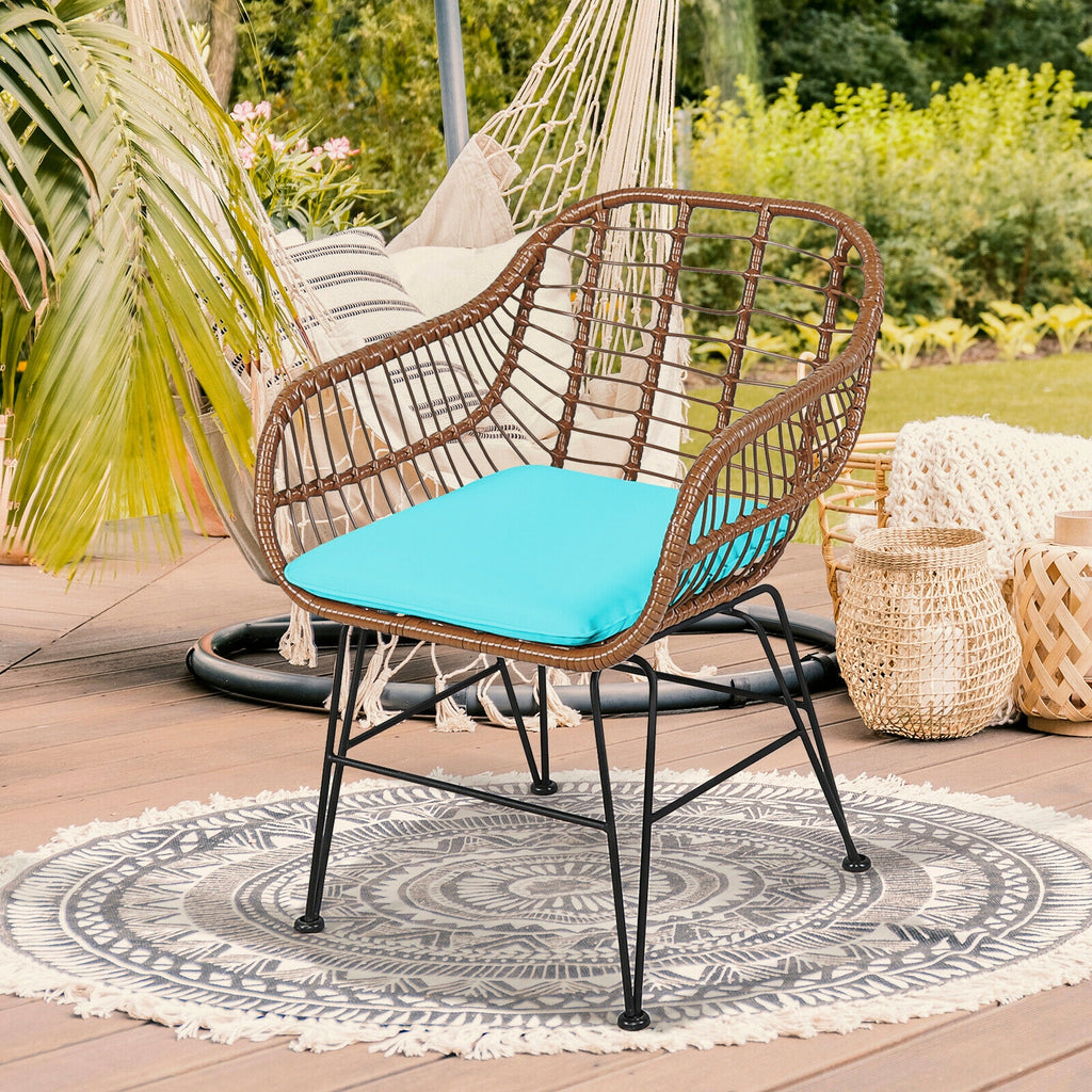 3 Pieces Patio Rattan Bistro Set with Cushion