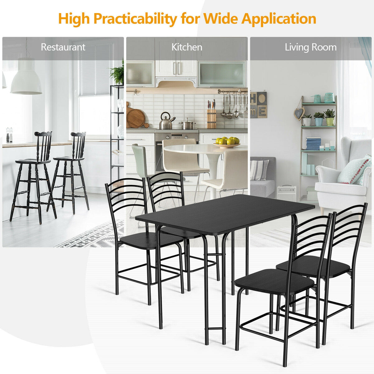 MDF Dining Table Set with 4 Chairs - 5 Piece