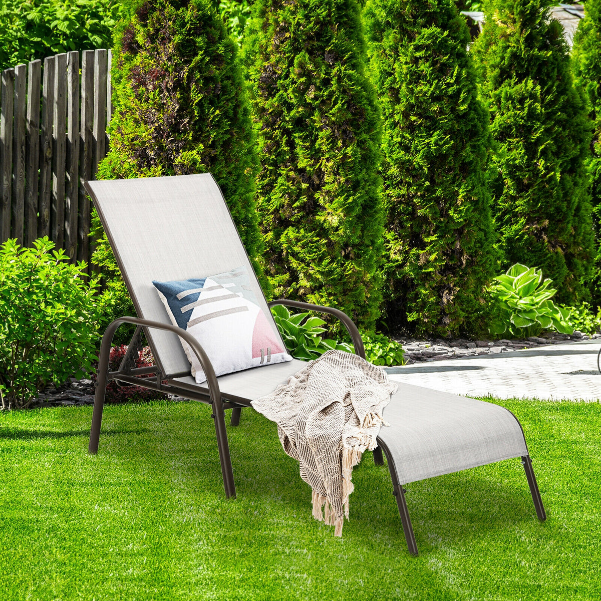 Outdoor Patio Lounge Chair Chaise - Gray, 2 Pieces