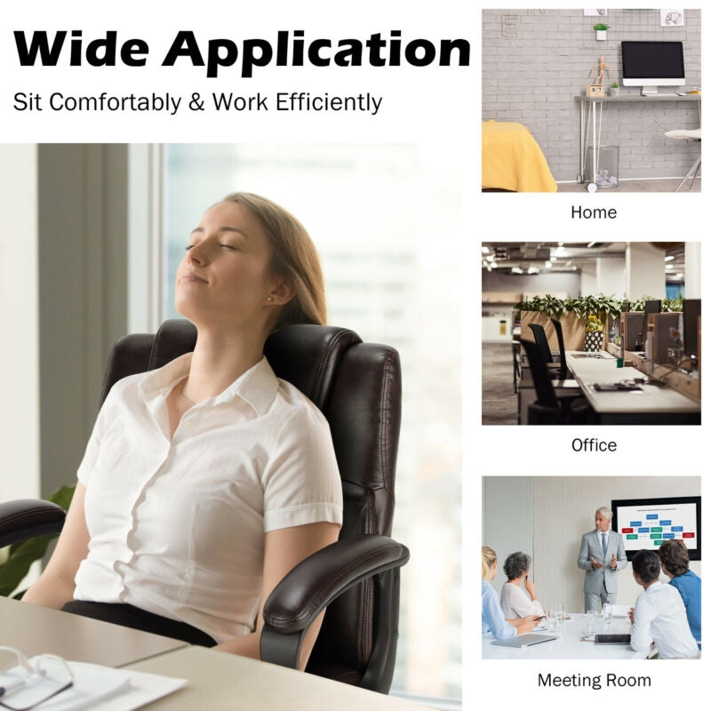 Adjustable Leather Executive Office Chair Computer Desk with Armrest