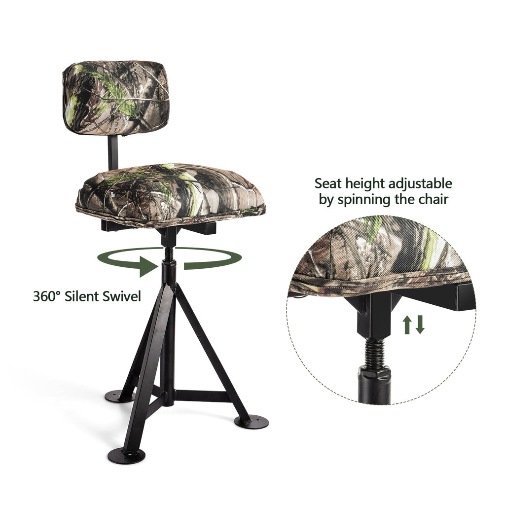 Swivel Hunting Chair Tripod with Detachable Backrest