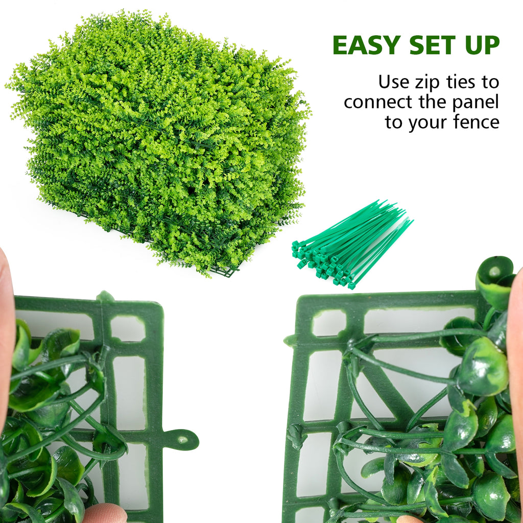 Artificial Eucalyptus Hedge Fence Panels - 16x24 Inch Privacy Screen Set of 12