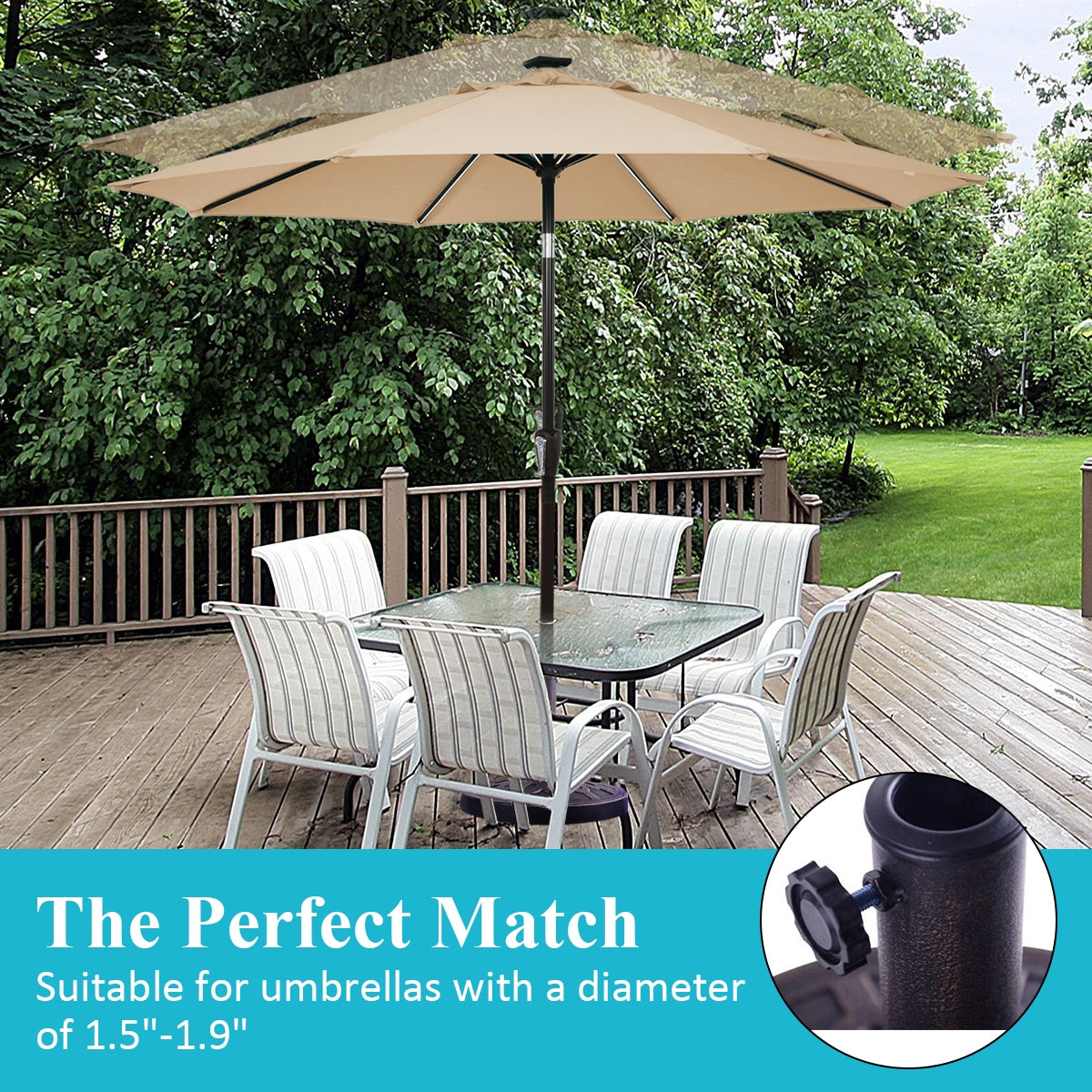 30 lbs Outdoor Umbrella Base - 18 Inch Round