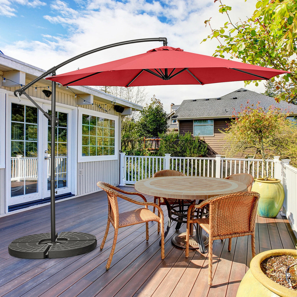 10x8 Ft Cantilever Umbrella with 8 Ribs & Cross Base, Red