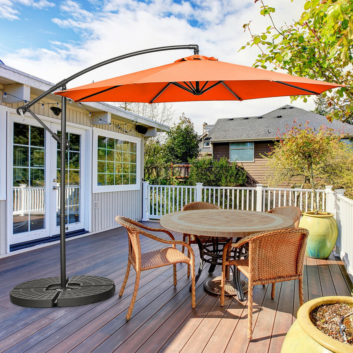 10 x 8 Feet Cantilever Umbrella with 8 Ribs - Orange