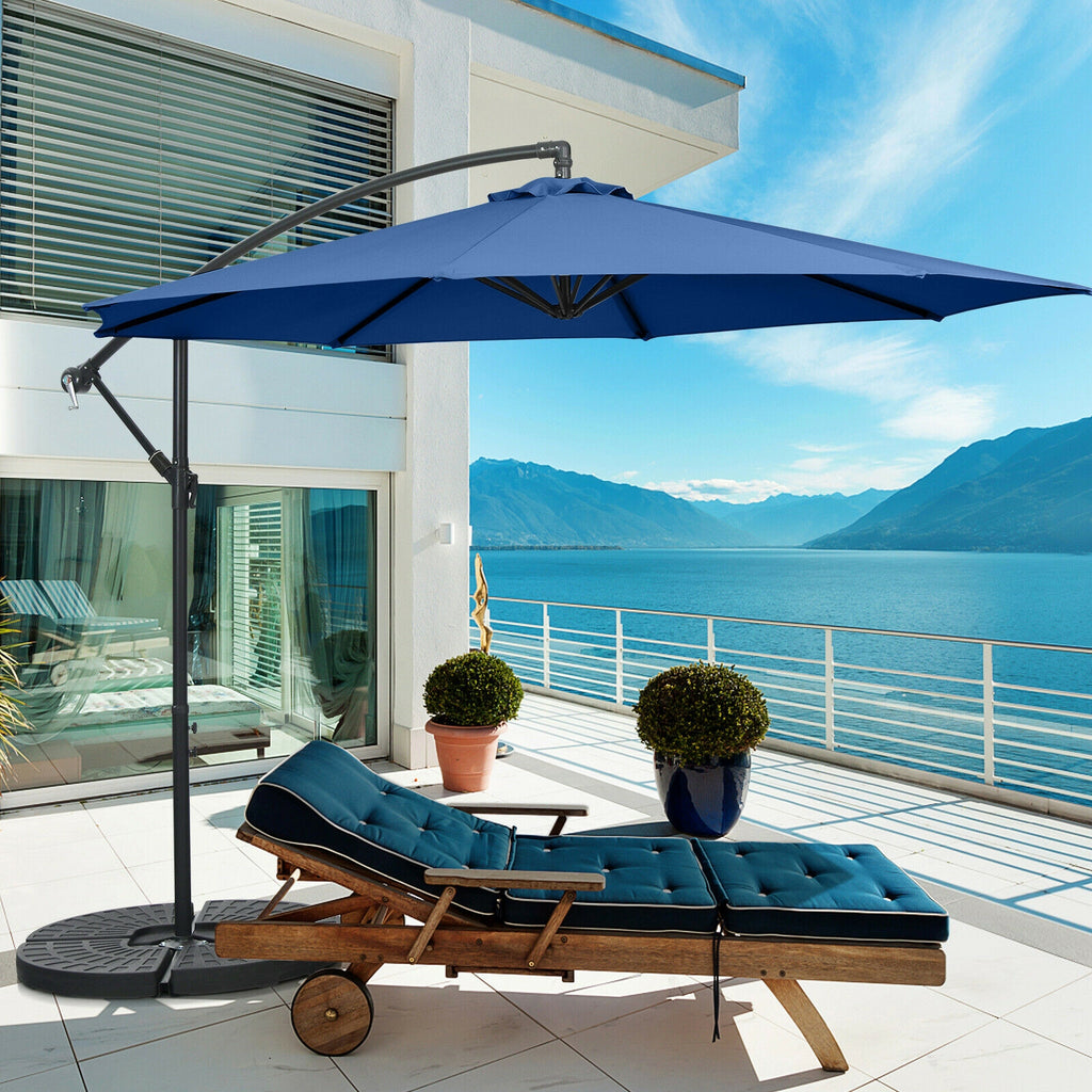 10 x 8 Feet Cantilever Umbrella with 8 Ribs - Blue