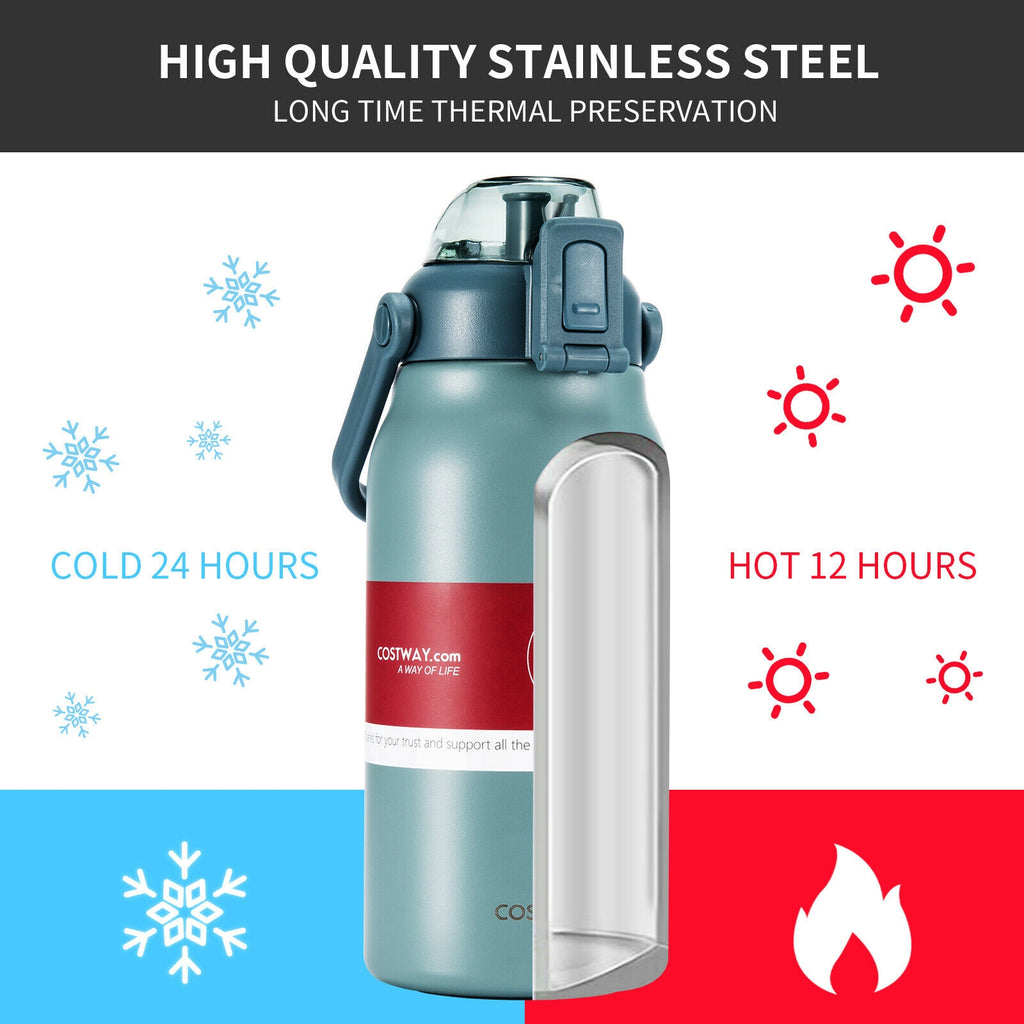 44oz Vacuum Insulated Leakproof Stainless Steel Sports Water Bottle