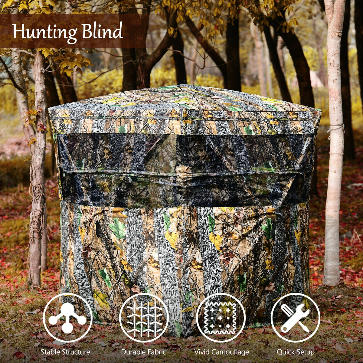 3-Person Hunting Blind Tent with Mesh Windows