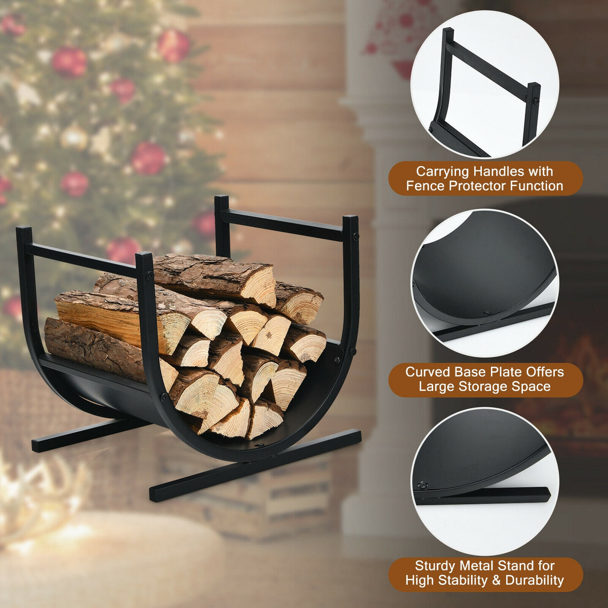 17 Inch U-Shaped Firewood Rack Steel