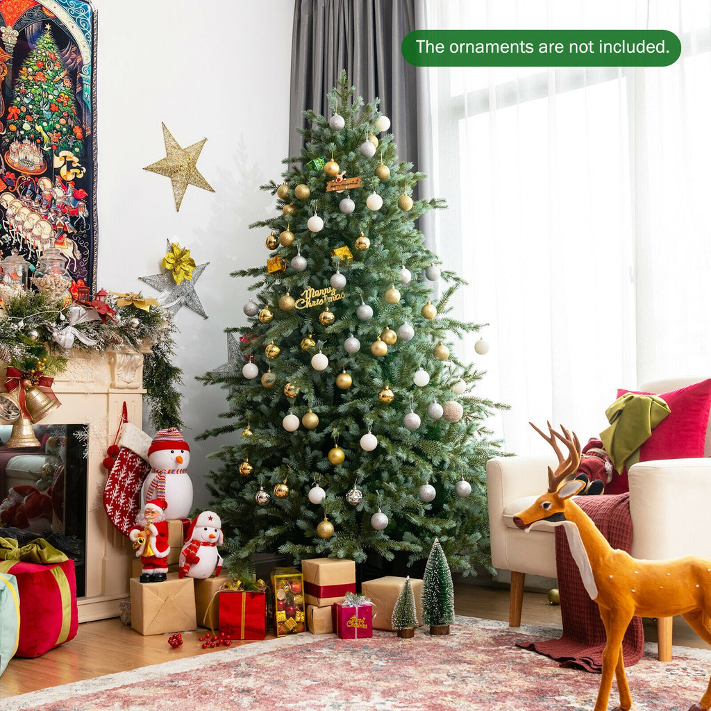 7 Ft Artificial Christmas Tree with 1260 Tips, Dense PE & PVC Branches, Space-Saving Hinged Design
