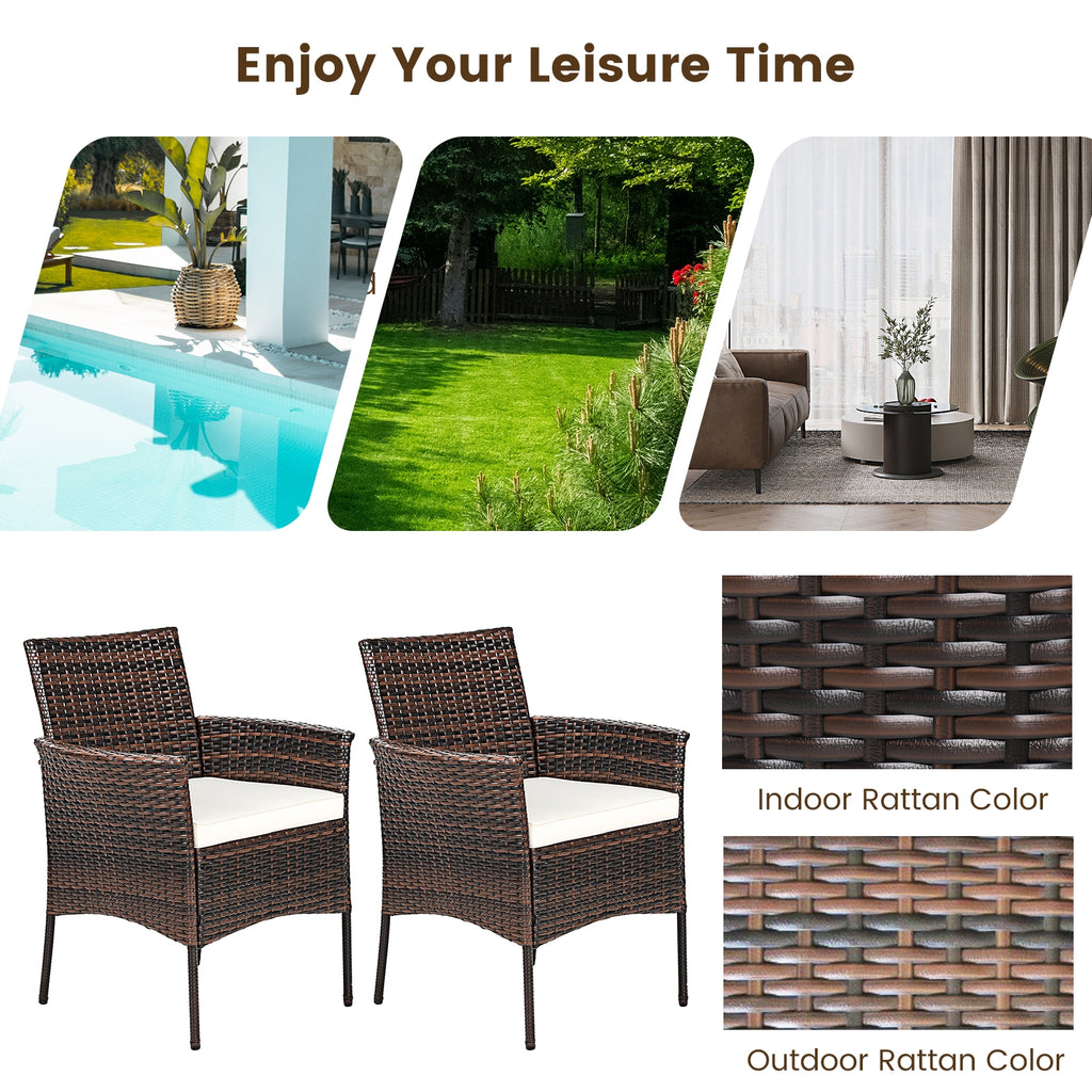 2 Pieces Outdoor PE Rattan Armchairs with Removable Cushions