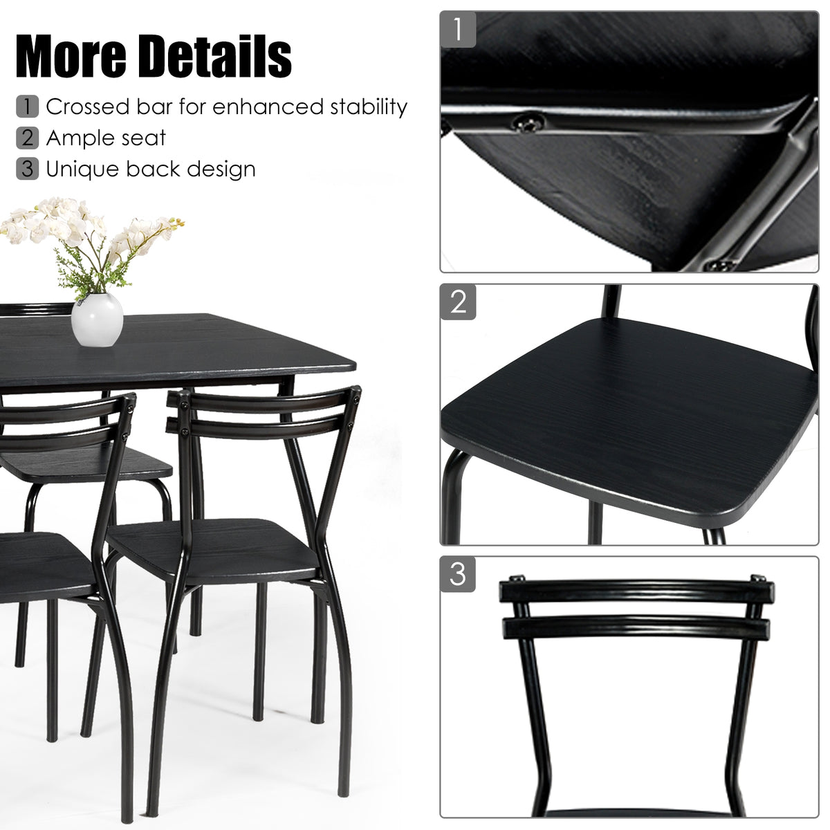 5-Piece Dining Table Set with 4 Chairs