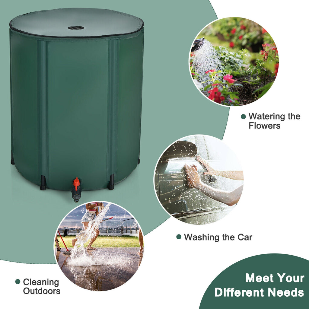 60 Gallon Portable Collapsible Rain Barrel Water Collector for