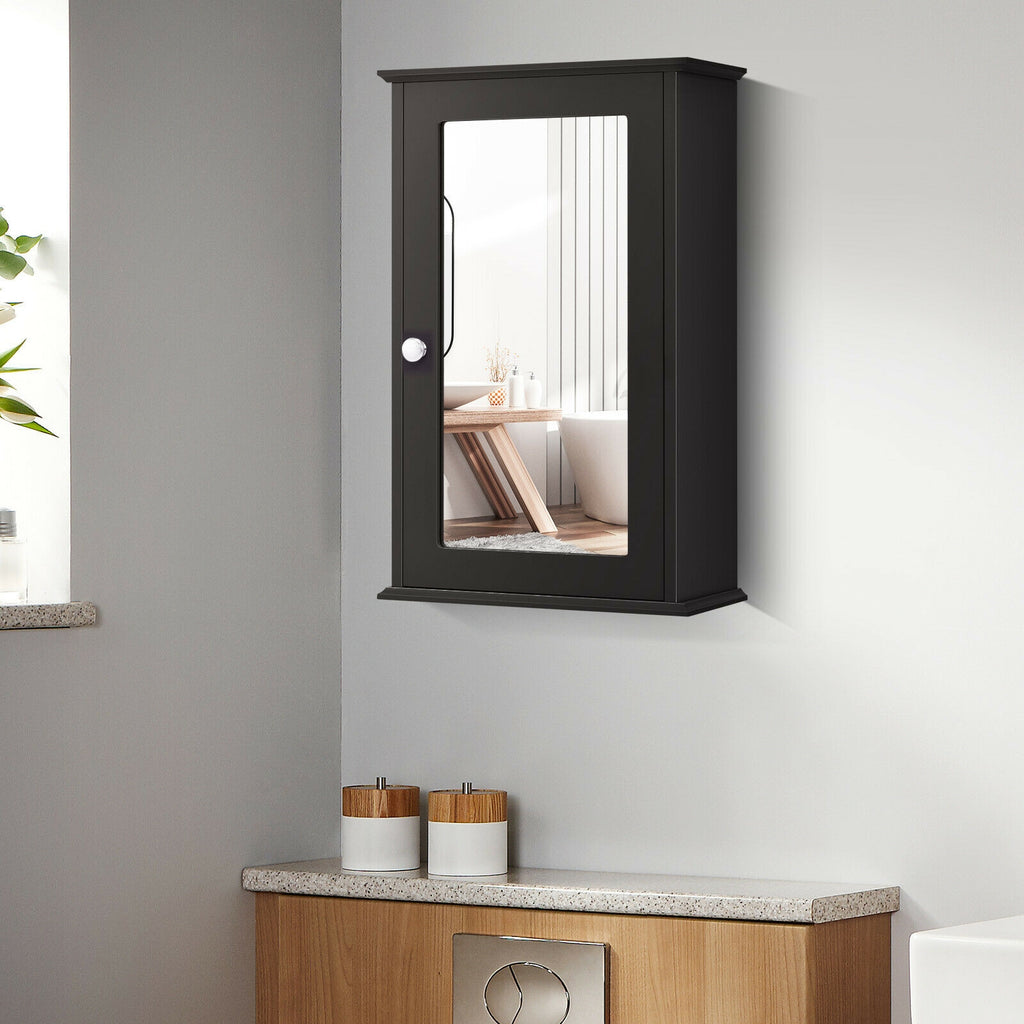 21-In Bathroom Mirror Cabinet with Adjustable Shelf, White