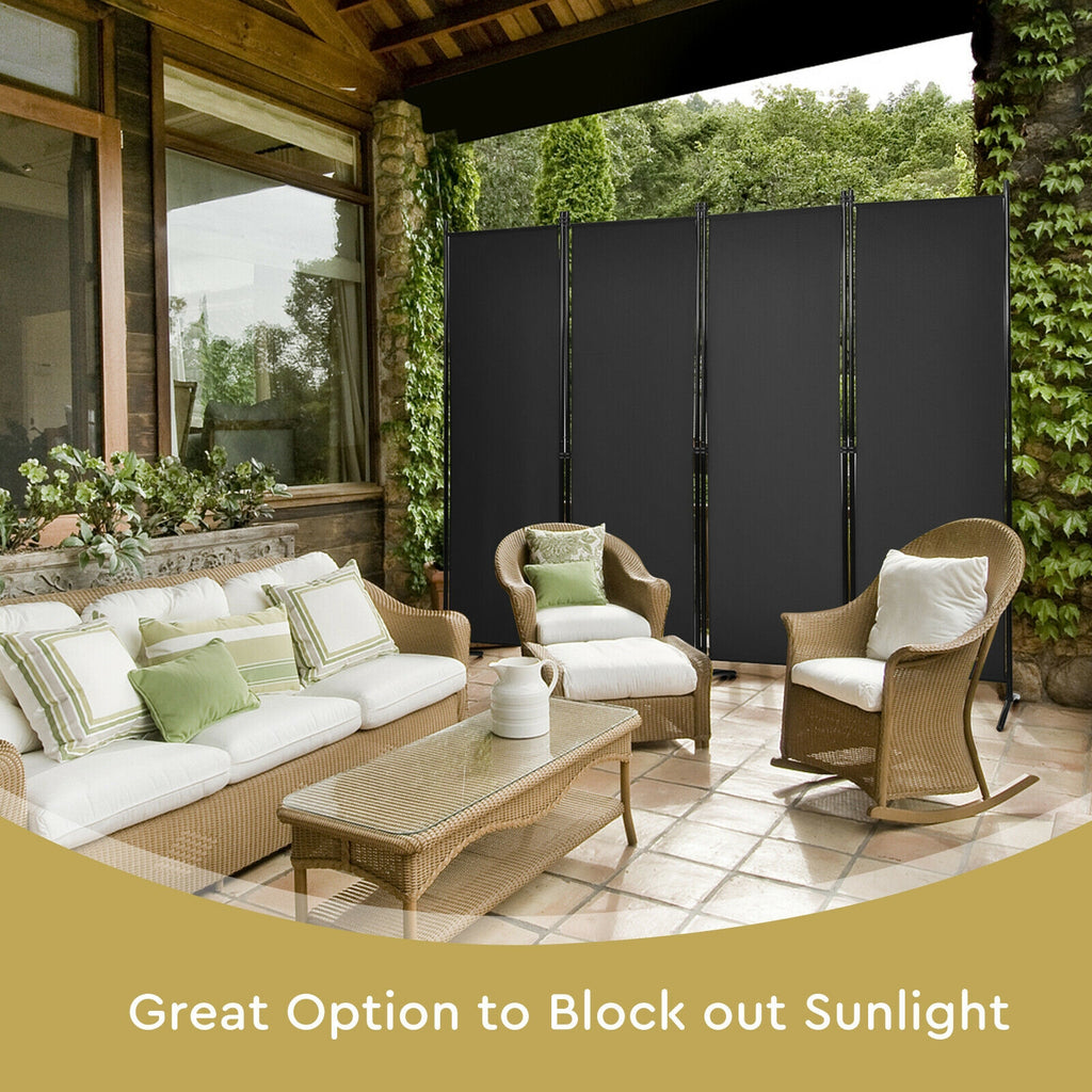 5.6 Feet 4 Panel Room Divider with Steel Frame - Black Variation