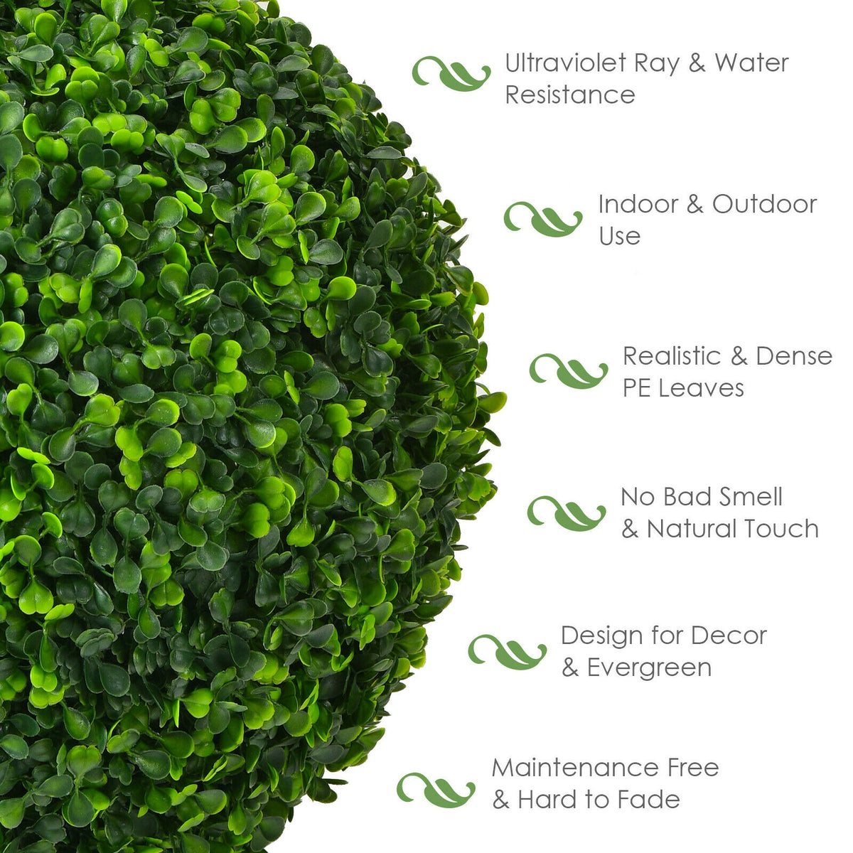 Artificial Topiary Balls 15.5 Inch Faux Boxwood Plants - No Flower, 2 Pieces