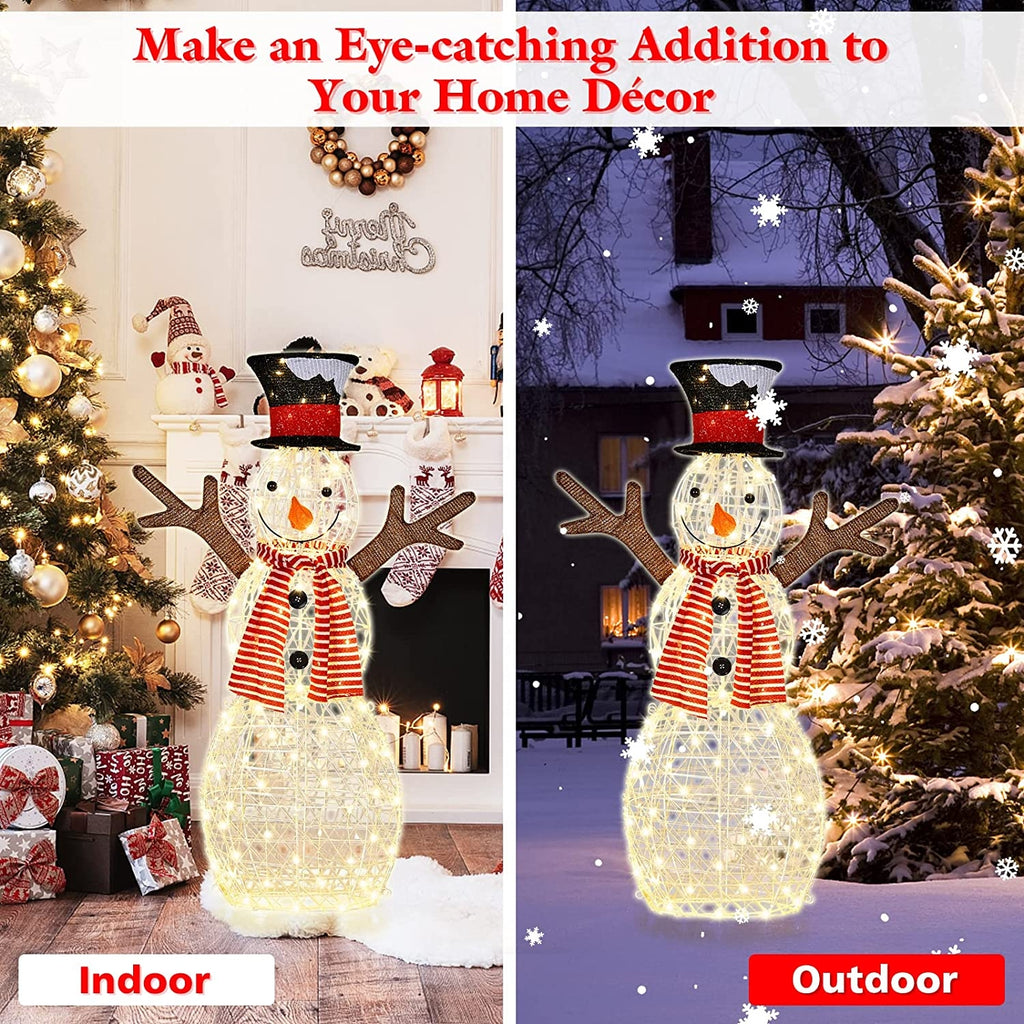 Indoor/Outdoor Christmas Snowman Lighted Decoration - Warm Light, 80 LEDs