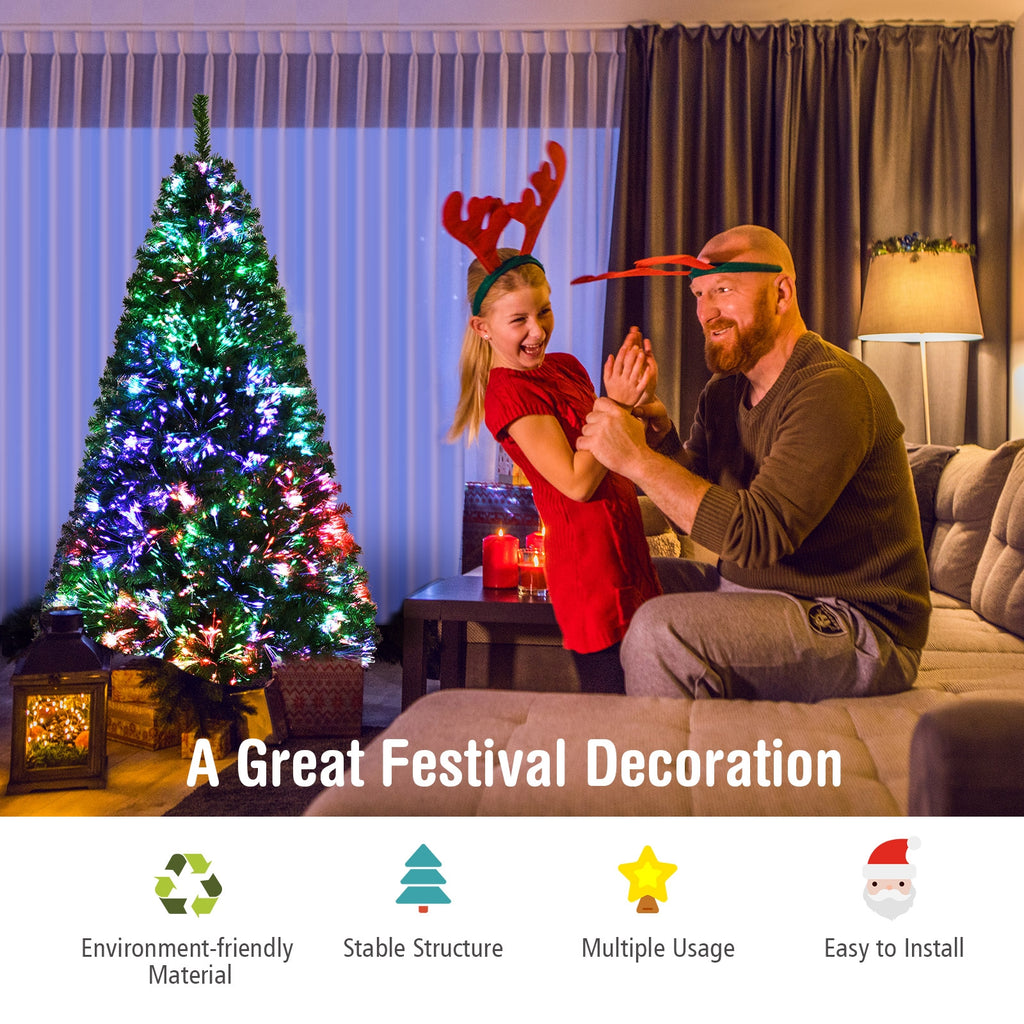 Pre-lit Fiber Optic Artificial Christmas Tree - 6 Feet, Full Branch Tips