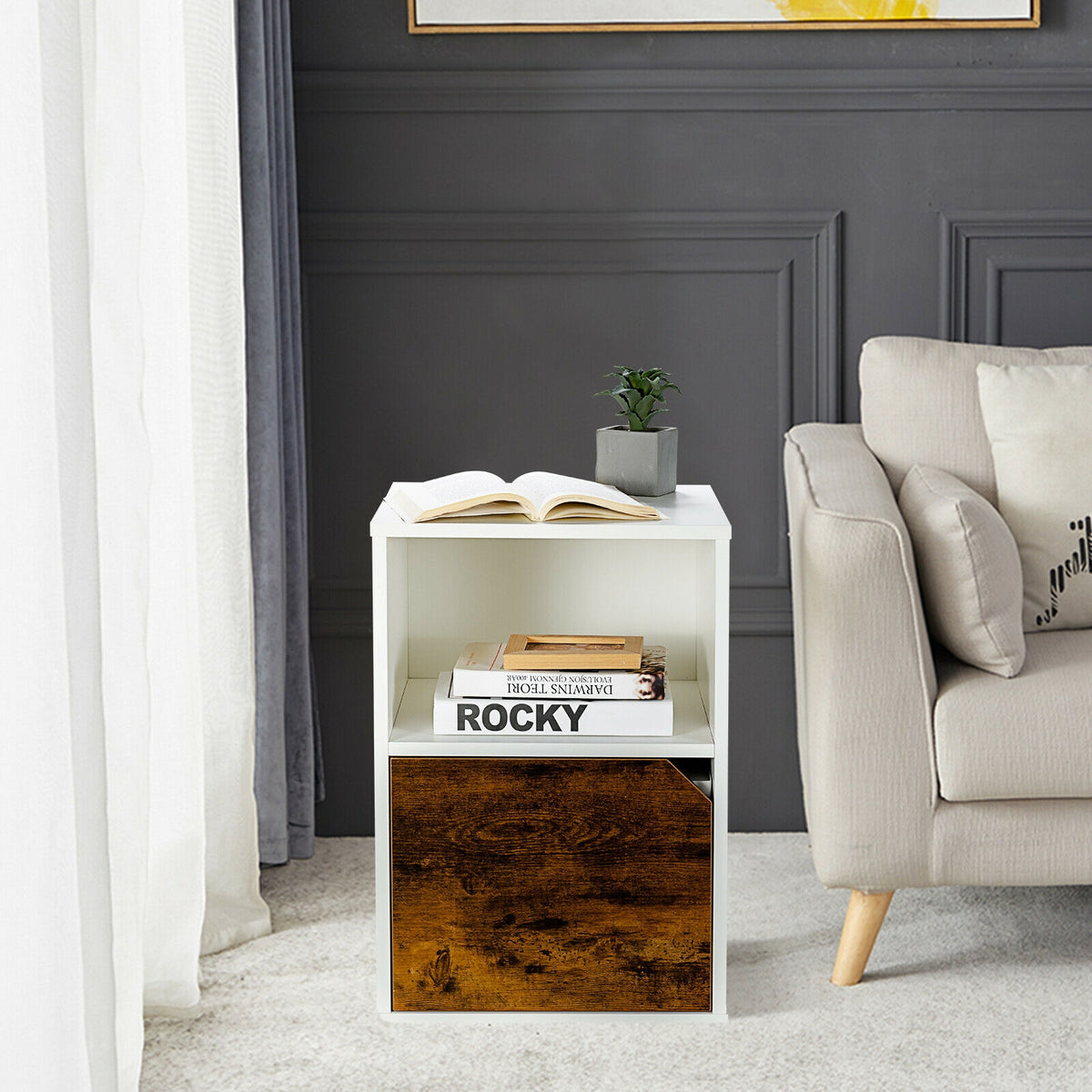 Set of 2 Nightstands with Storage – White