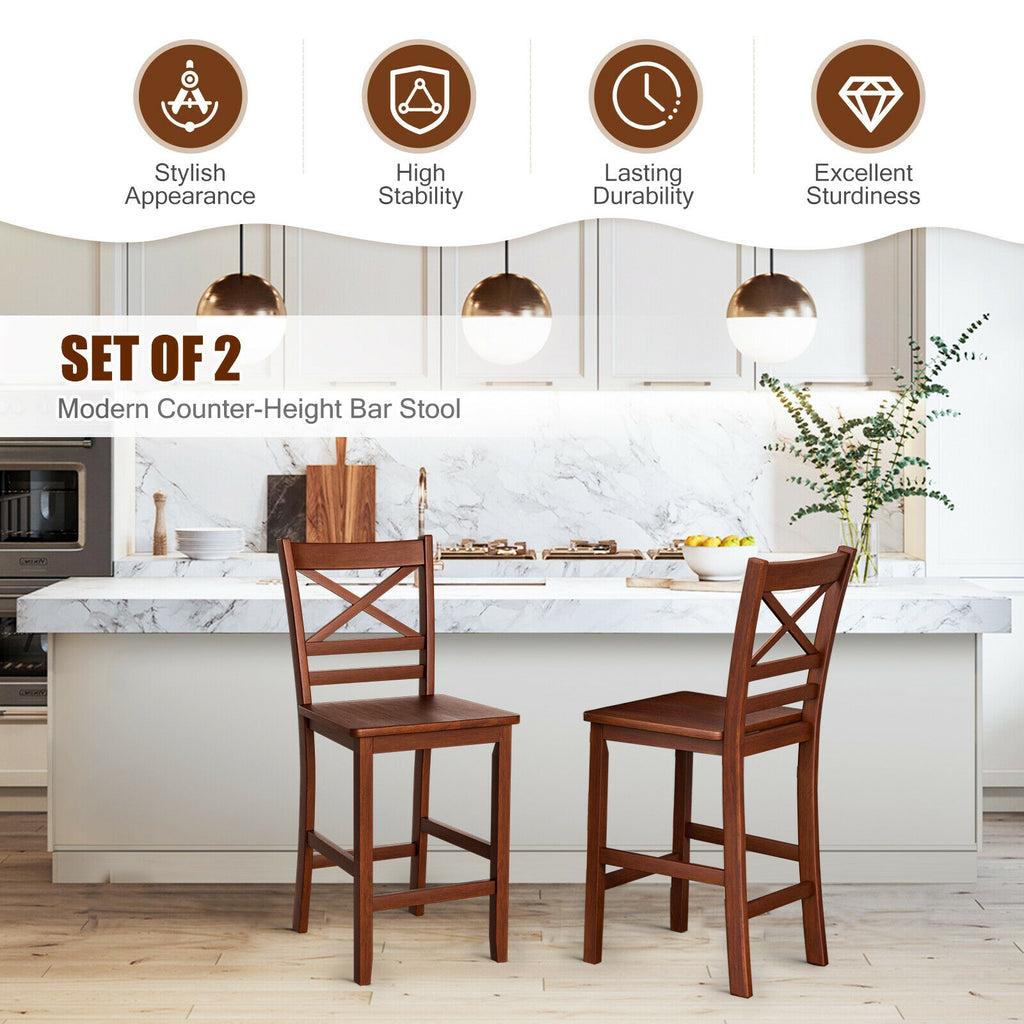 Set of 2 Counter Height Bar Stools 25 Inch - No PU Leather