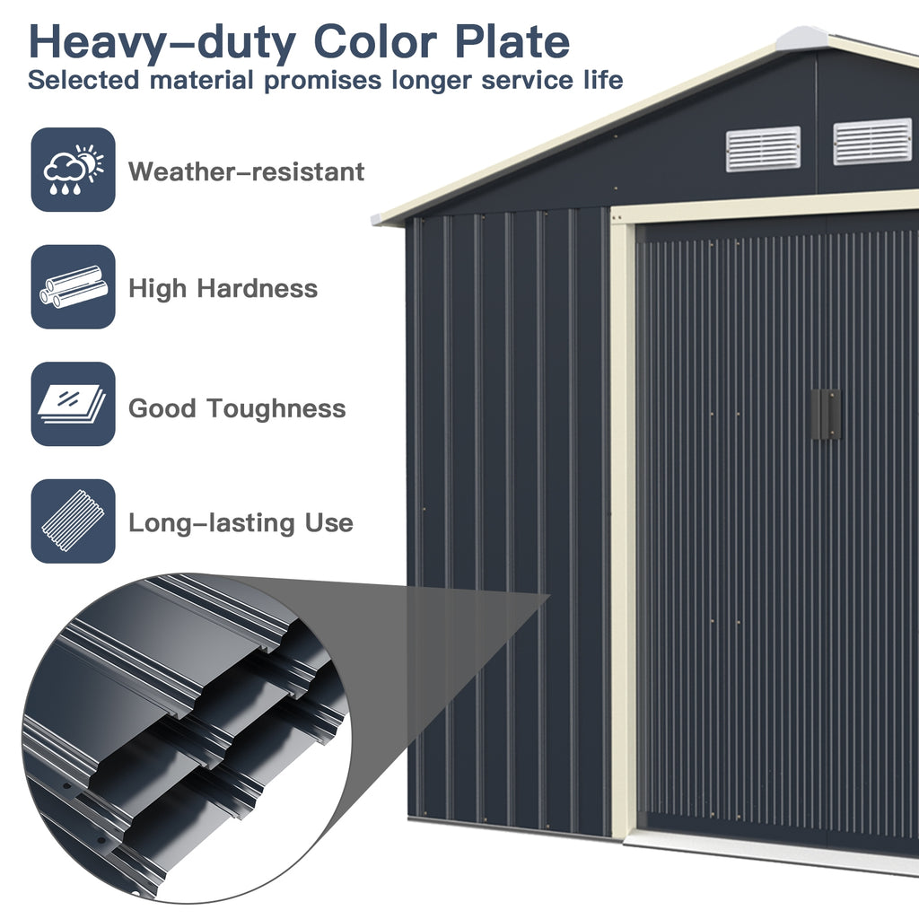 9 x 6 Feet Metal Storage Shed for Garden and Tools