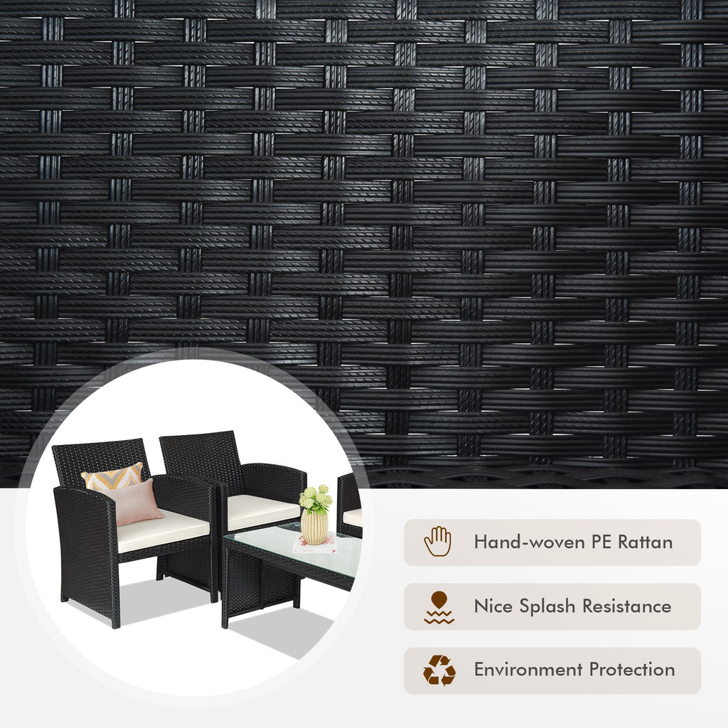 4 Pieces Rattan Patio Furniture Set with Weather Resistant Cushions