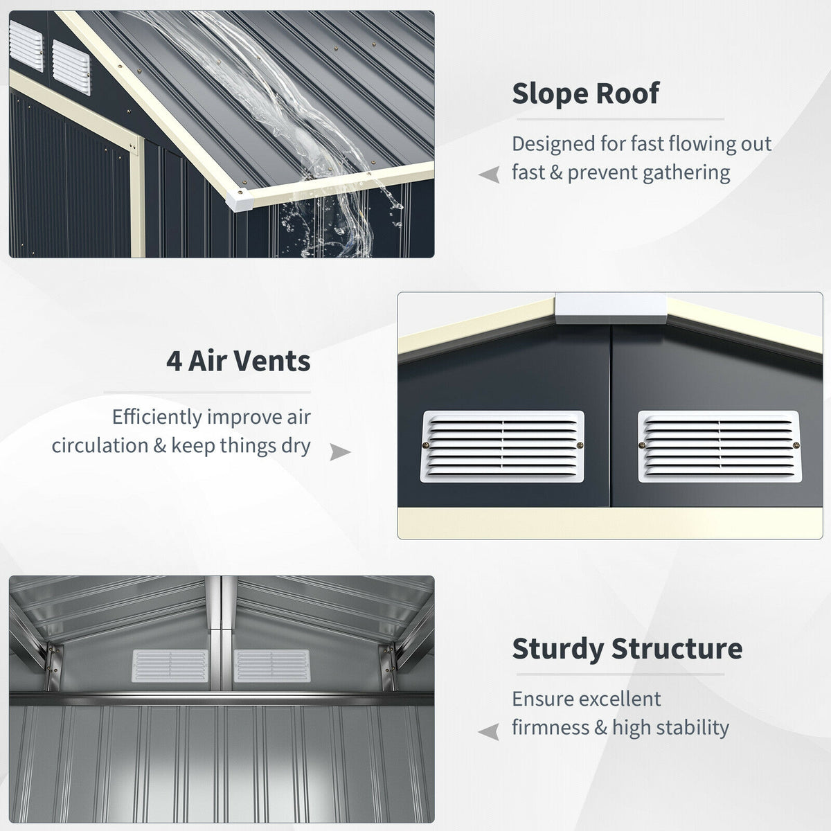 7 x 4 Feet Metal Storage Shed with Sliding Double Lockable Doors