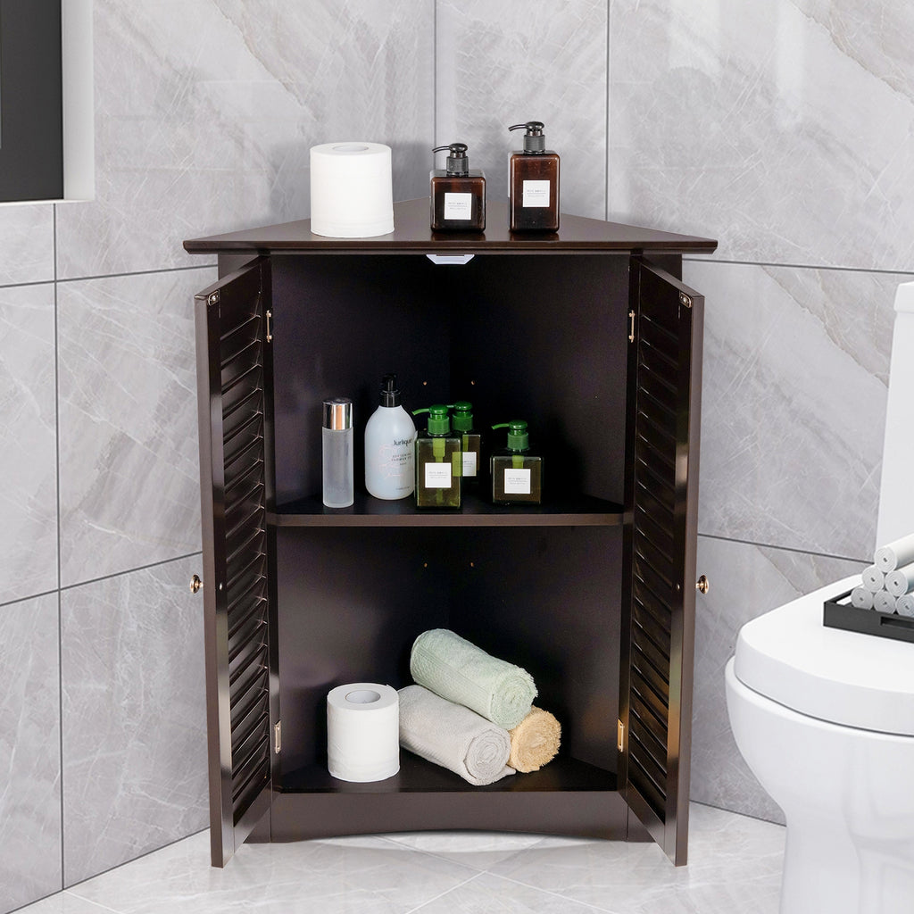 Corner Storage Cabinet 2-Door, Brown