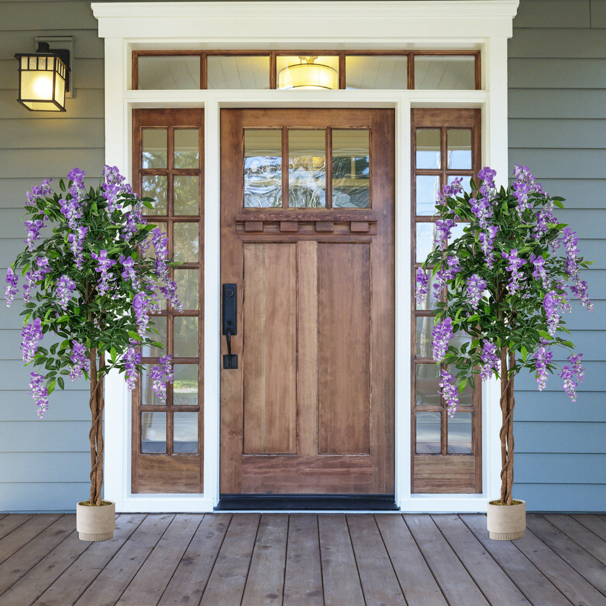 Faux Wisteria Plant Set of 2 - 5.5 FT Artificial Vines with Blooming Flowers, Purple, Natural Look - Variation of THIS listing