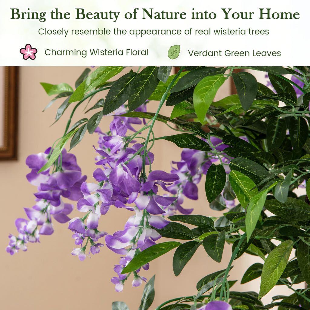 Faux Wisteria Plant Set of 2 - 5.5 FT Artificial Vines with Blooming Flowers, Purple, Natural Look - Variation of THIS listing