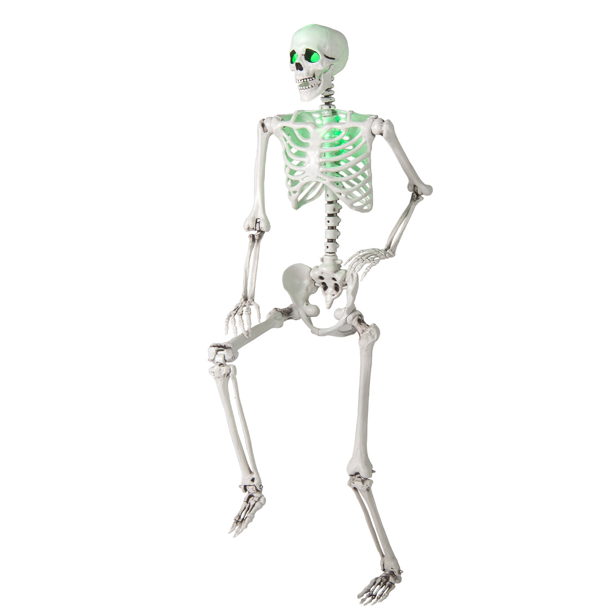 5.5 FT Life-Size Halloween Skeleton with Movable Joints & Green Light for Indoor Outdoor Decor