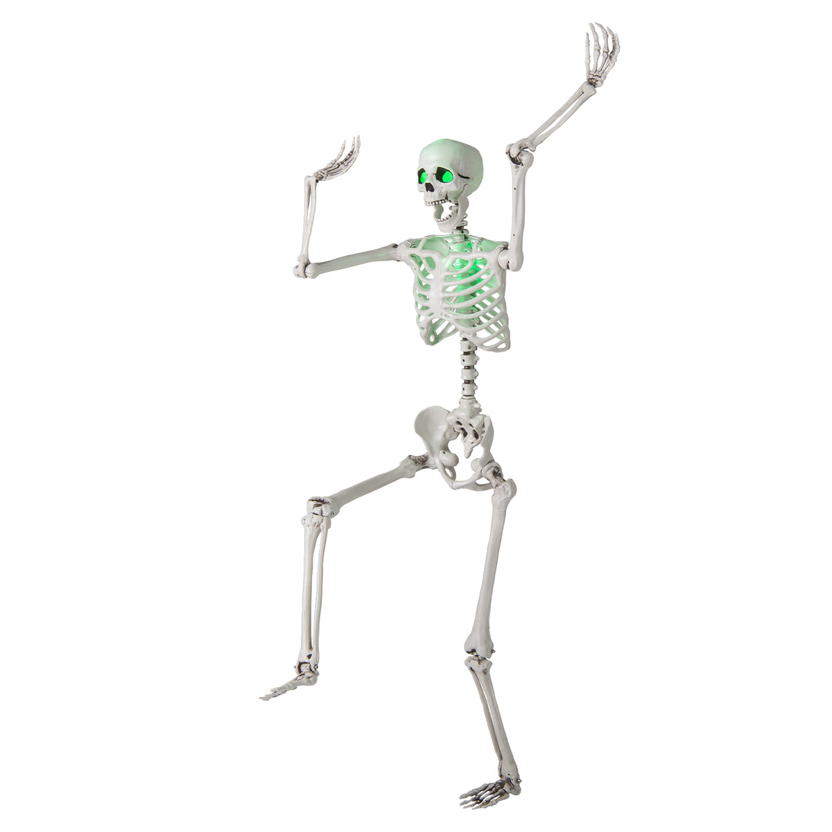 5.5 FT Life-Size Halloween Skeleton with Movable Joints & Green Light for Indoor Outdoor Decor