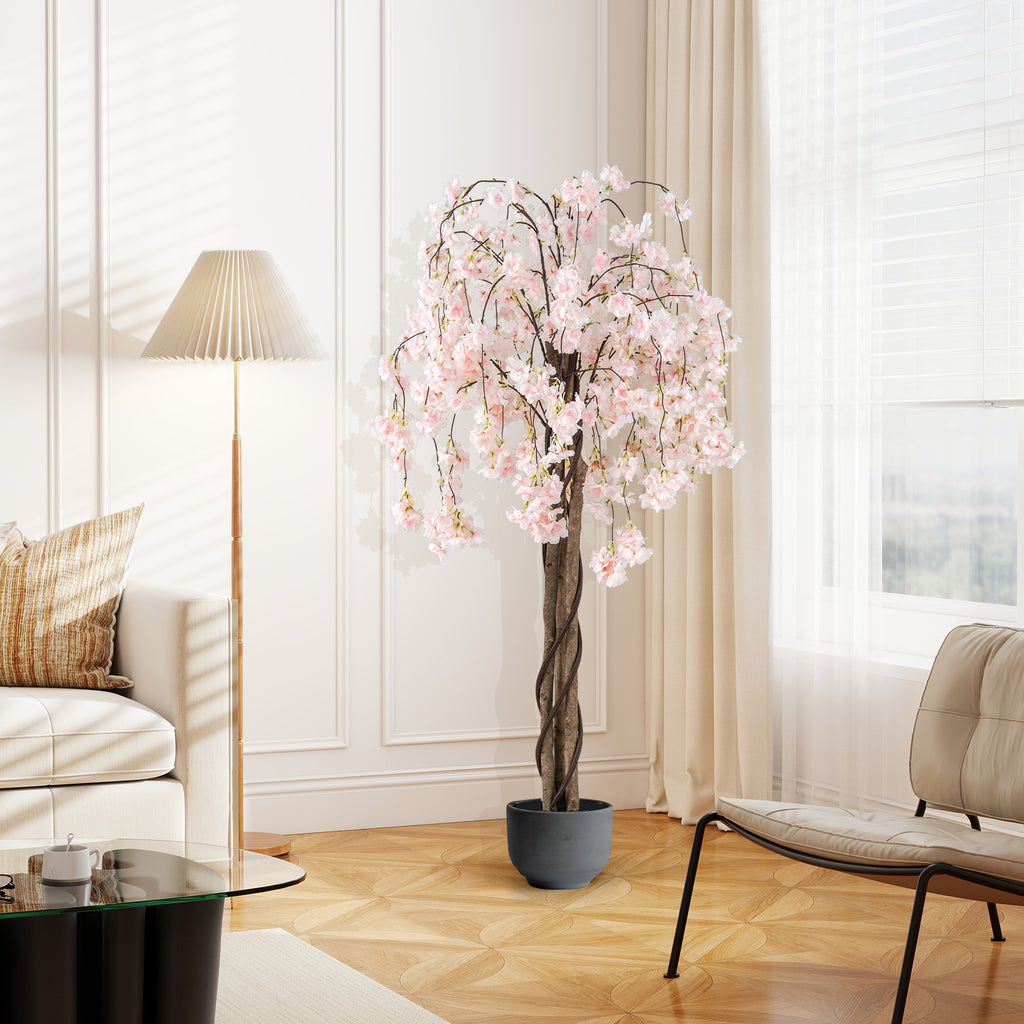Artificial Cherry Blossom Tree with Pink & White Flowers - 5.5 FT Tall, 1 Pack, Variation of Pink