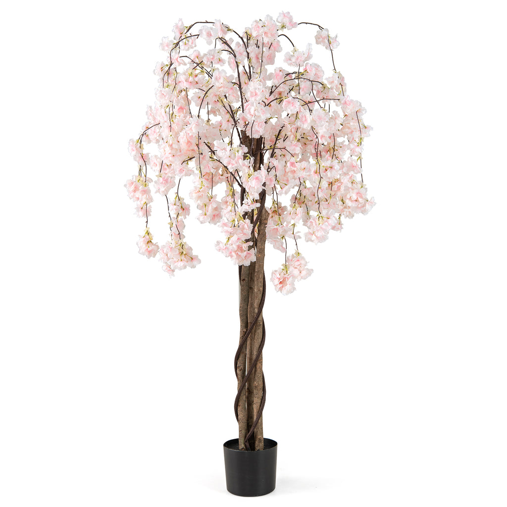 Artificial Cherry Blossom Tree with Pink & White Flowers - 5.5 FT Tall, 1 Pack, Variation of Pink
