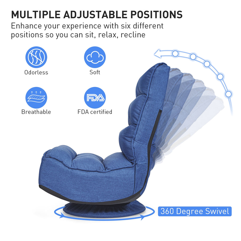 360-Degree Swivel Folding Gaming Chair - Navy