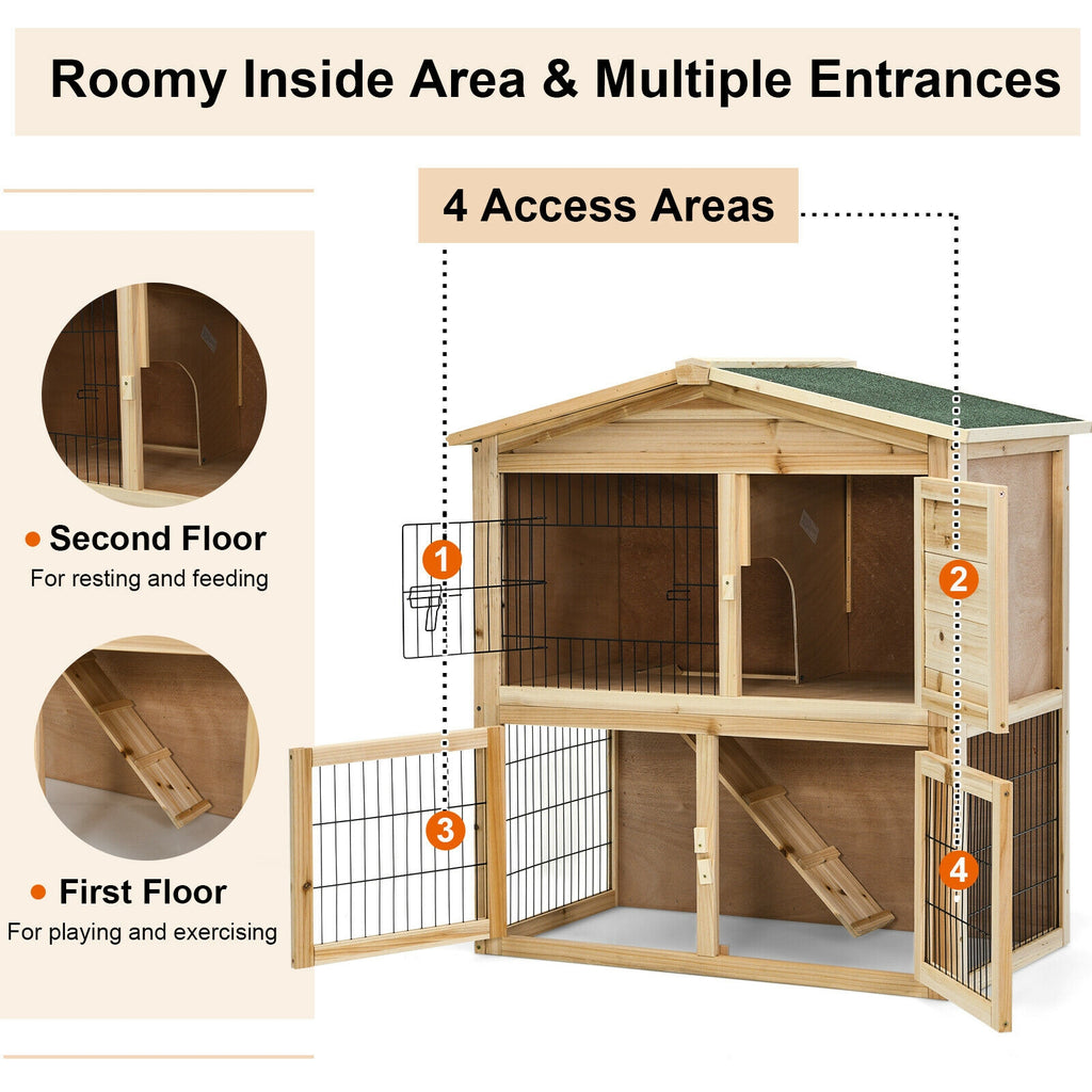 35 Inch Wooden Chicken Coop with Ramp - Durable Pet House with Ventilation & Waterproof Roof