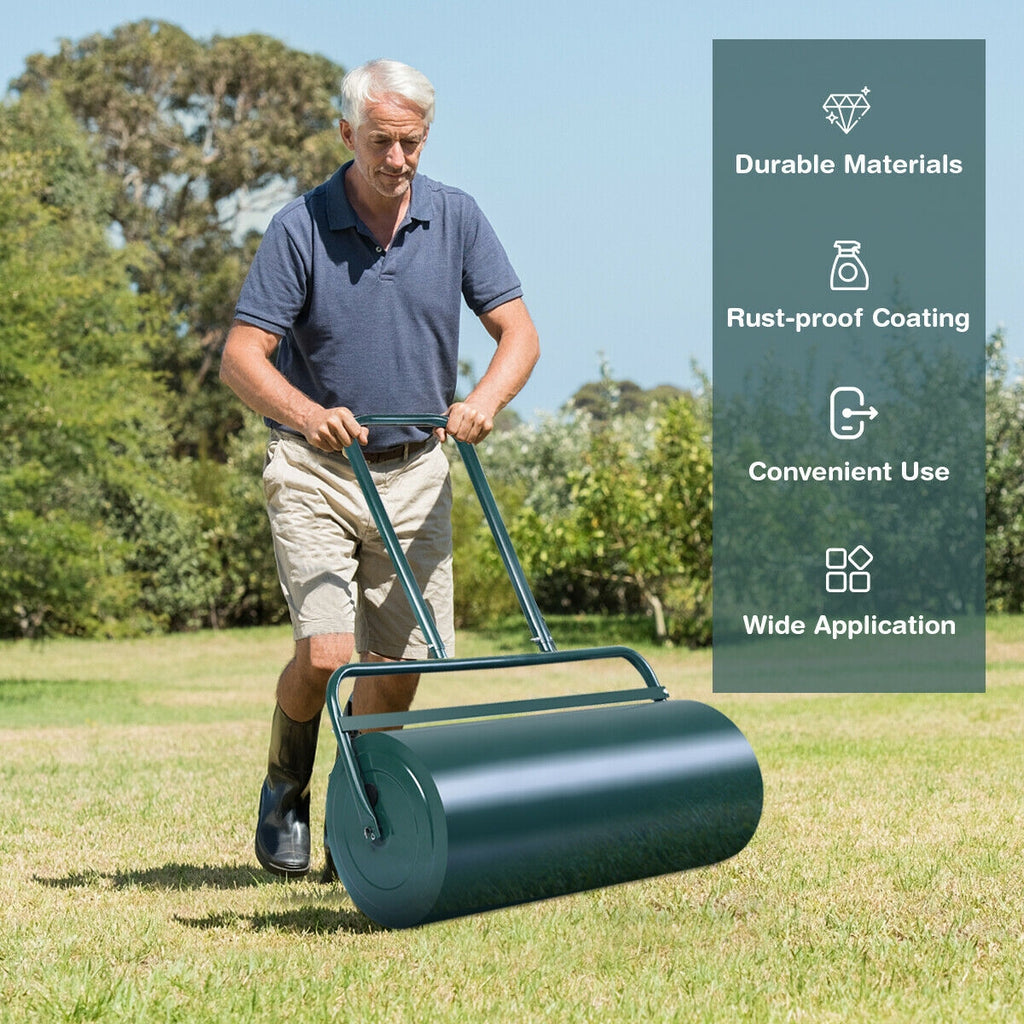 24 x 13 Inch Heavy-Duty Push Lawn Roller, Green