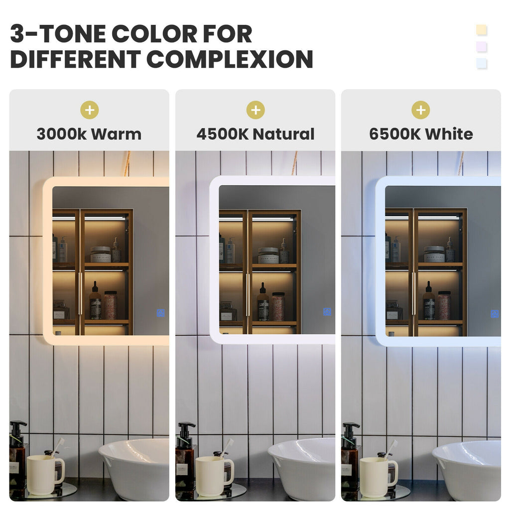 LED Wall-Mounted Bathroom Mirror with Touch Control - Rounded Arc Design